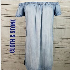 Cloth & Stone Chambray Denim off Shoulder Dress
